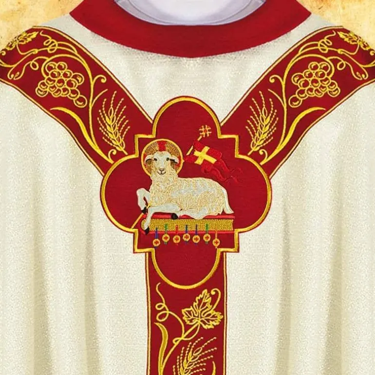 Articles Religieux JP chasuble avec motif Agneau Dieu^ Pâques