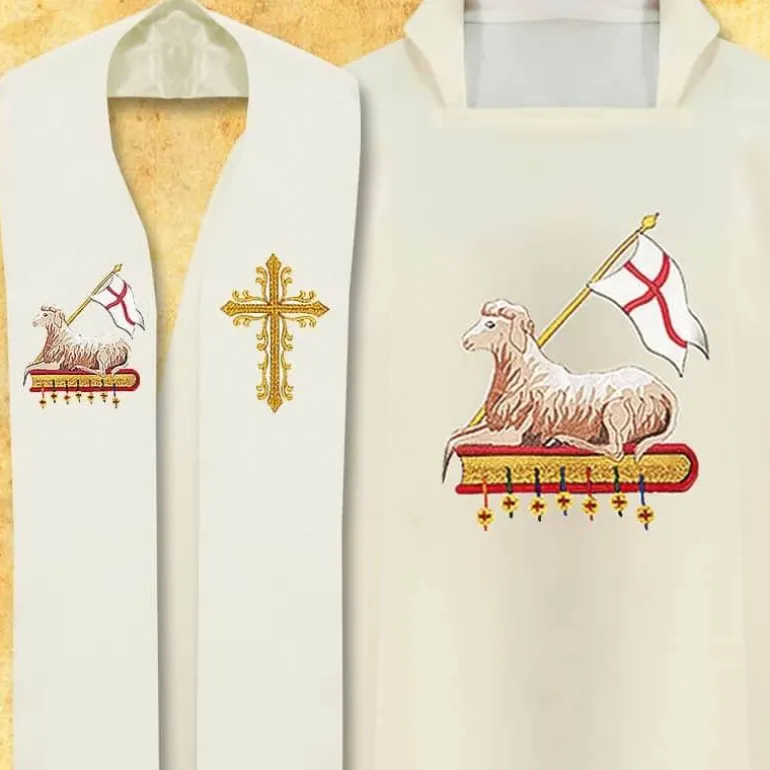 Articles Religieux JP Chasuble avec étole motif Pâques^ Pâques | Pâques