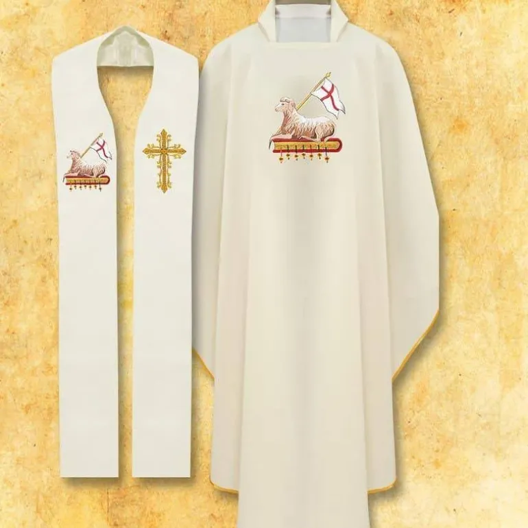 Articles Religieux JP Chasuble avec étole motif Pâques^ Pâques | Pâques