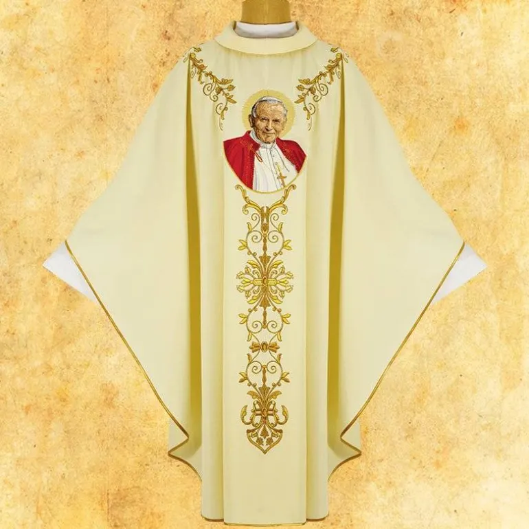 Articles Religieux JP Chasuble Jean Paul II pour messe^ Visages De Saints