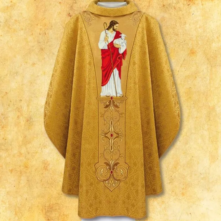 Articles Religieux JP chasuble liturgique avec jesus ressuscite^ Pâques