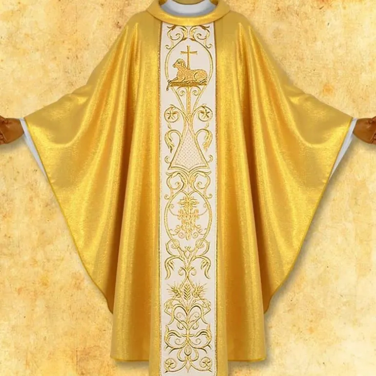 Articles Religieux JP Chasuble liturgique avec motif Agneau Dieu^ Pâques