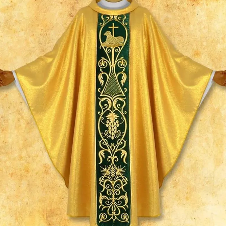 Articles Religieux JP Chasuble liturgique avec motif Agneau Dieu^ Pâques