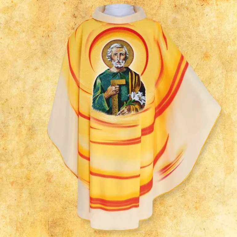 Articles Religieux JP chasuble liturgique avec photo saint Joseph^ Visages De Saints