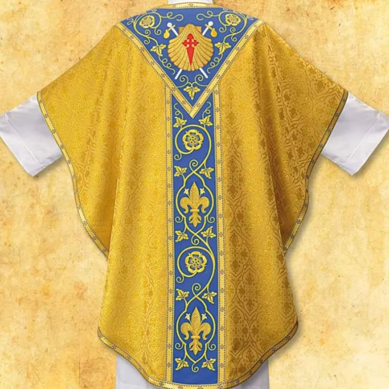 Articles Religieux JP chasuble liturgique style romaine motif Saint Jacques^ Chasubles Romaine