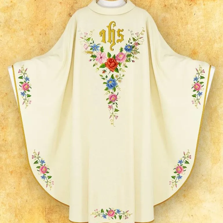 Articles Religieux JP Chasuble religieuse avec motif rose^ Chasubles Pour Mariage | Exclusive