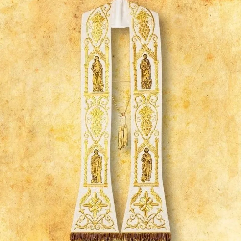 Articles Religieux JP Etole brodée avec motif 4 Evangélistes^ Visages De Saints