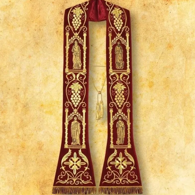 Articles Religieux JP Etole brodée avec motif 4 Evangélistes^ Visages De Saints