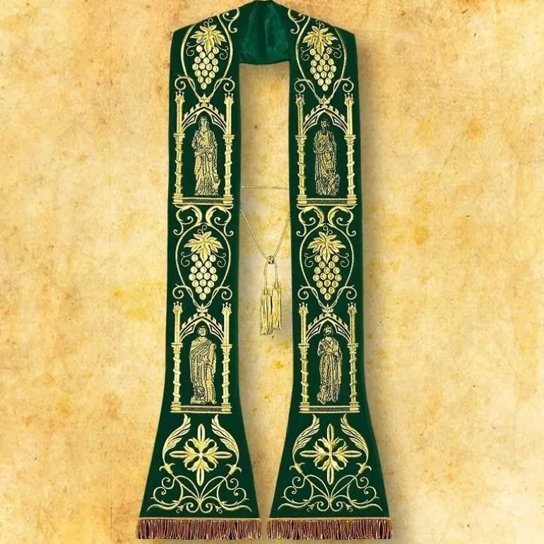 Articles Religieux JP Etole brodée avec motif 4 Evangélistes^ Visages De Saints
