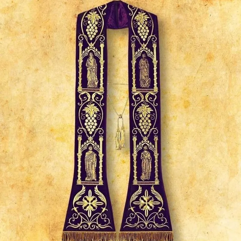 Articles Religieux JP Etole brodée avec motif 4 Evangélistes^ Visages De Saints