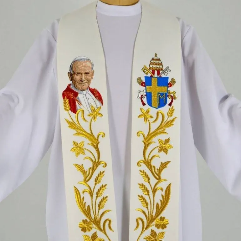 Articles Religieux JP Etole pour prêtre Jean Paul II^ Visages De Saints