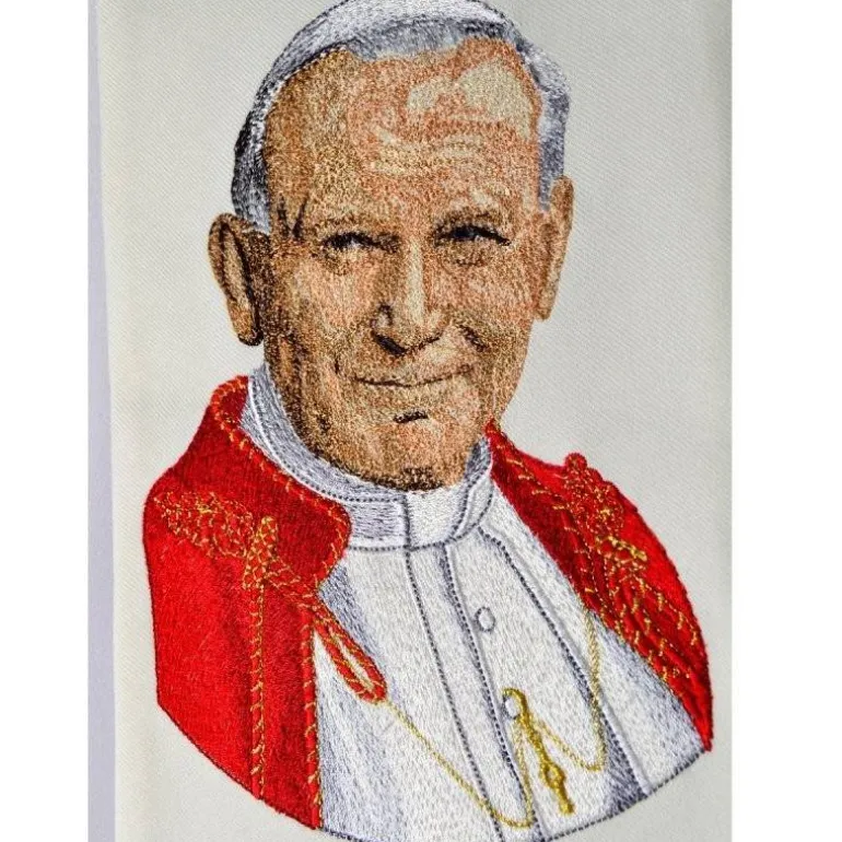 Articles Religieux JP Etole pour prêtre motif Jean Paul II^ Visages De Saints