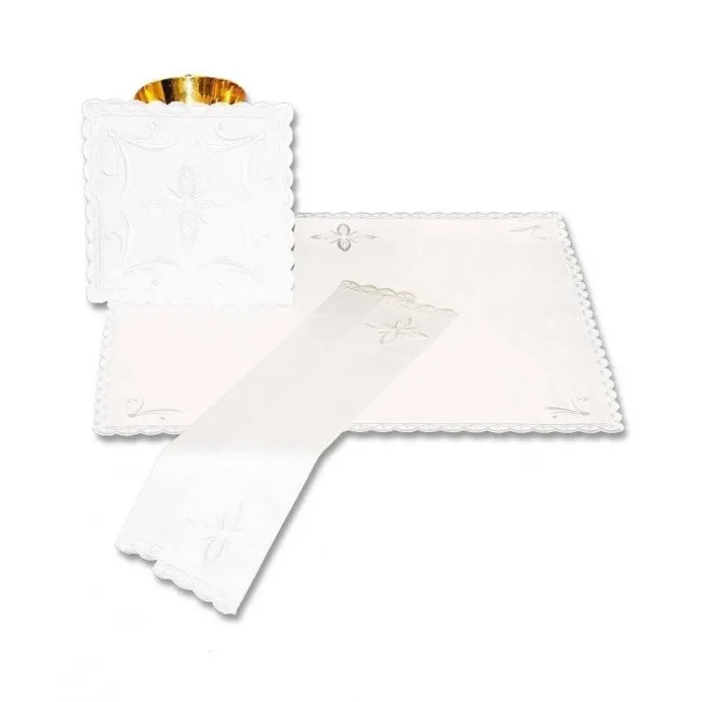 Articles Religieux JP linge d'autel brodée blanc^ Ligne D'Autel - Complet