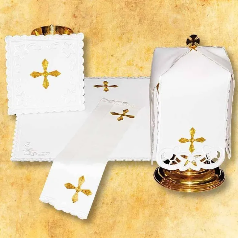 Articles Religieux JP linge d'autel brodée blanc pour messe^ Ligne D'Autel - Complet