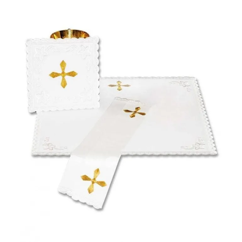 Articles Religieux JP linge d'autel brodée blanc pour messe^ Ligne D'Autel - Complet