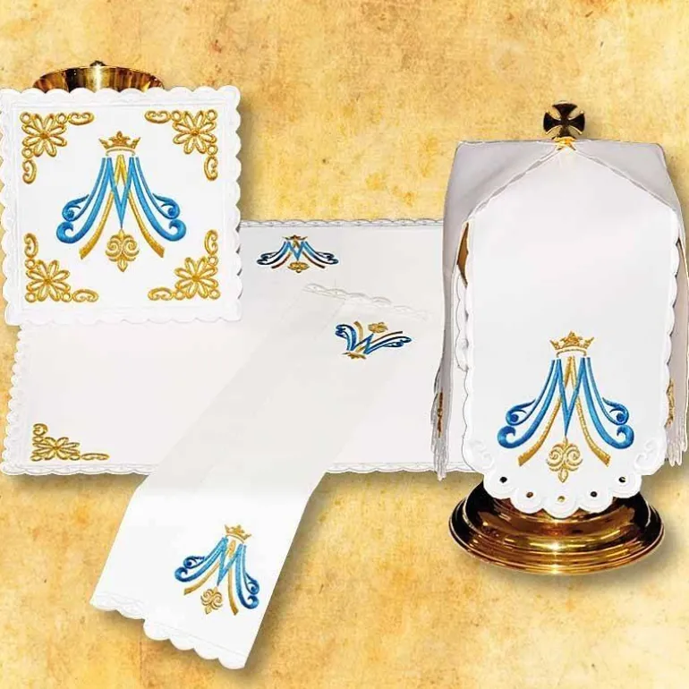 Articles Religieux JP linge d'autel mariale complet liturgique^ Ligne D'Autel - Complet
