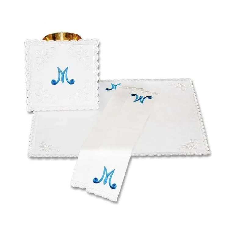 Articles Religieux JP linge de autel brodée motif mariale^ Mariale