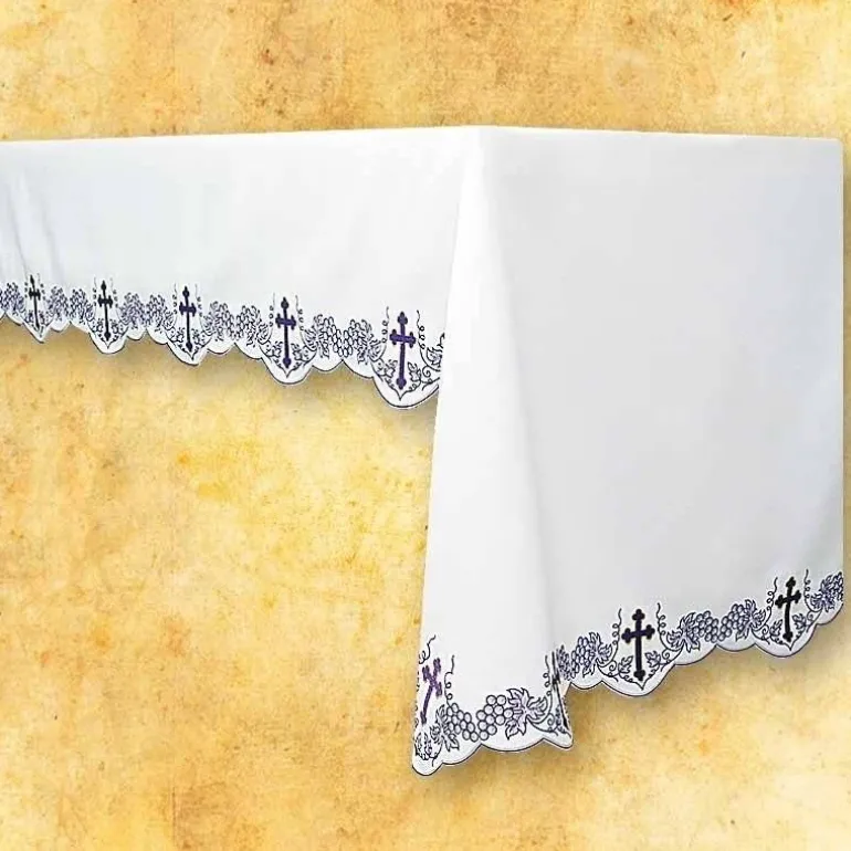 Articles Religieux JP nappe brodée pour église^ Nappe Carême | Broderie De 3 Cotes