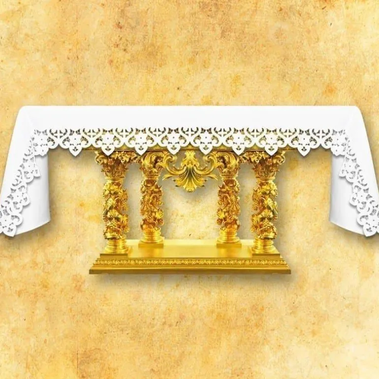 Articles Religieux JP Nappe brodée richelieu blanc pour autel^ Vendu Par Metre