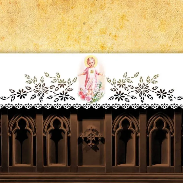 Articles Religieux JP Nappe d'autel - L'enfant Jésus Christ^ Broderie Devant | Vendu Par Metre