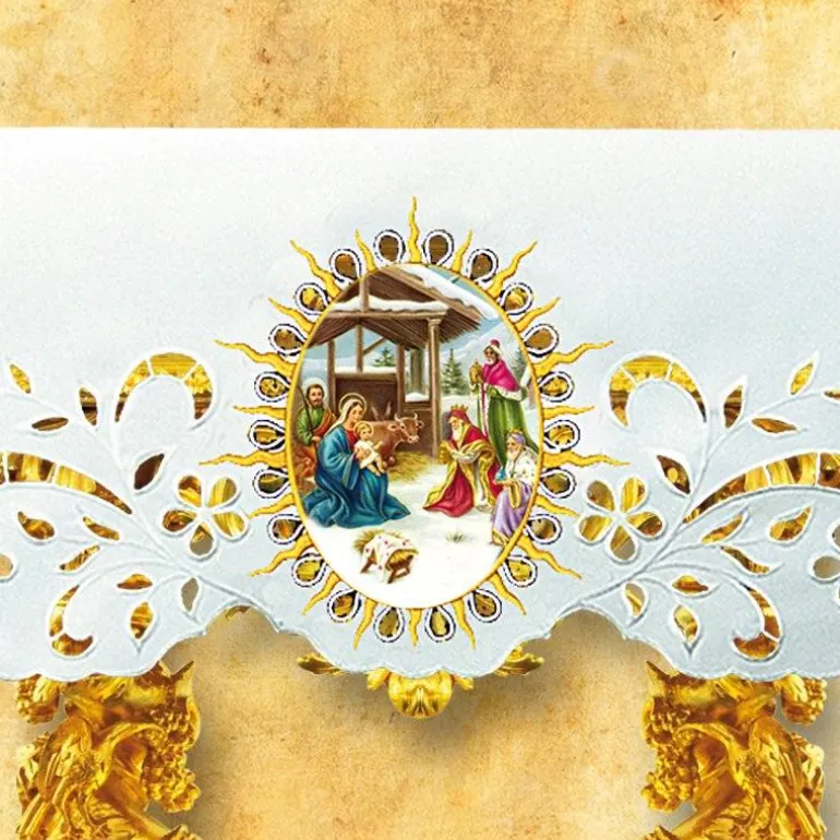 Articles Religieux JP Nappe d'autel - Noël 8 -^ Nappe Noël | Broderie Devant