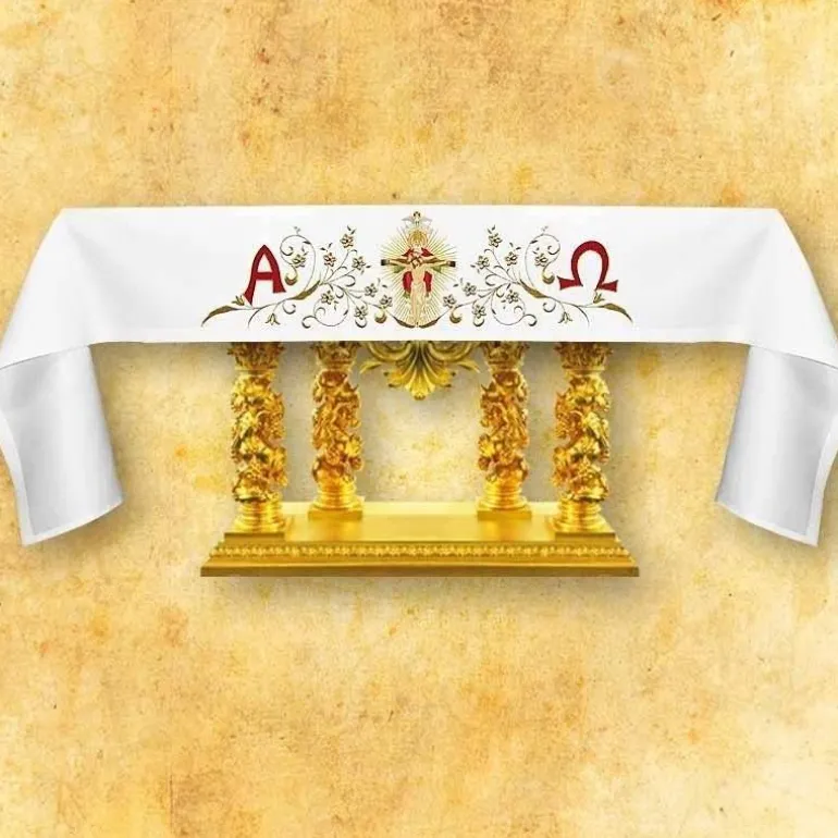 Articles Religieux JP nappe d'autel alfa omega^ Nappe Pâques | Broderie Devant