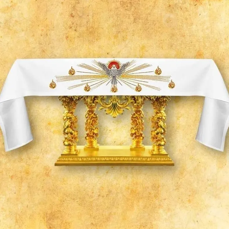 Articles Religieux JP nappe d'autel avec motif Saint esprit^ Broderie Devant