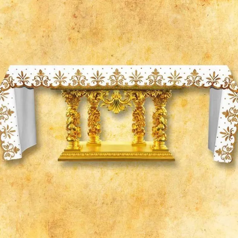 Articles Religieux JP nappe d'autel brodée dorée^ Vendu Par Metre