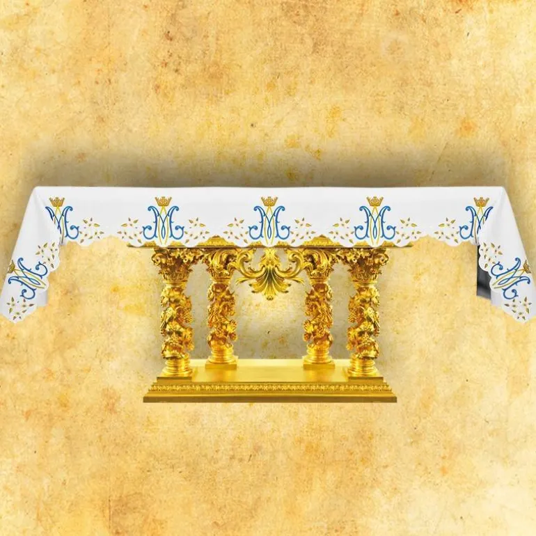 Articles Religieux JP nappe d'autel brodée mariale^ Nappe Mariale | Vendu Par Metre