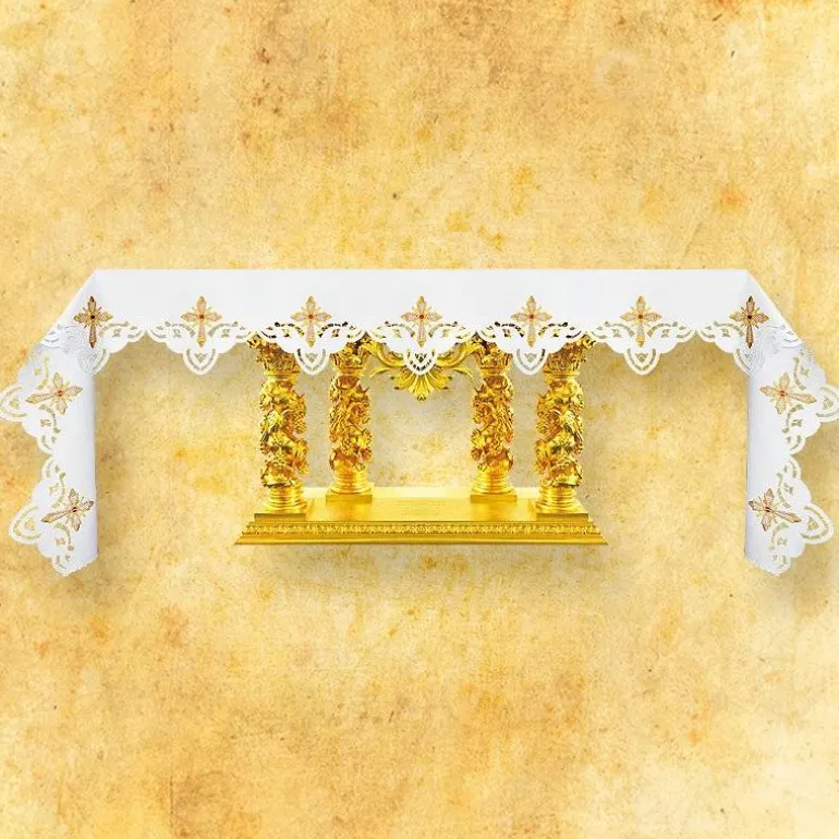Articles Religieux JP nappe d'autel brodée pour église^ Broderie Devant | Vendu Par Metre