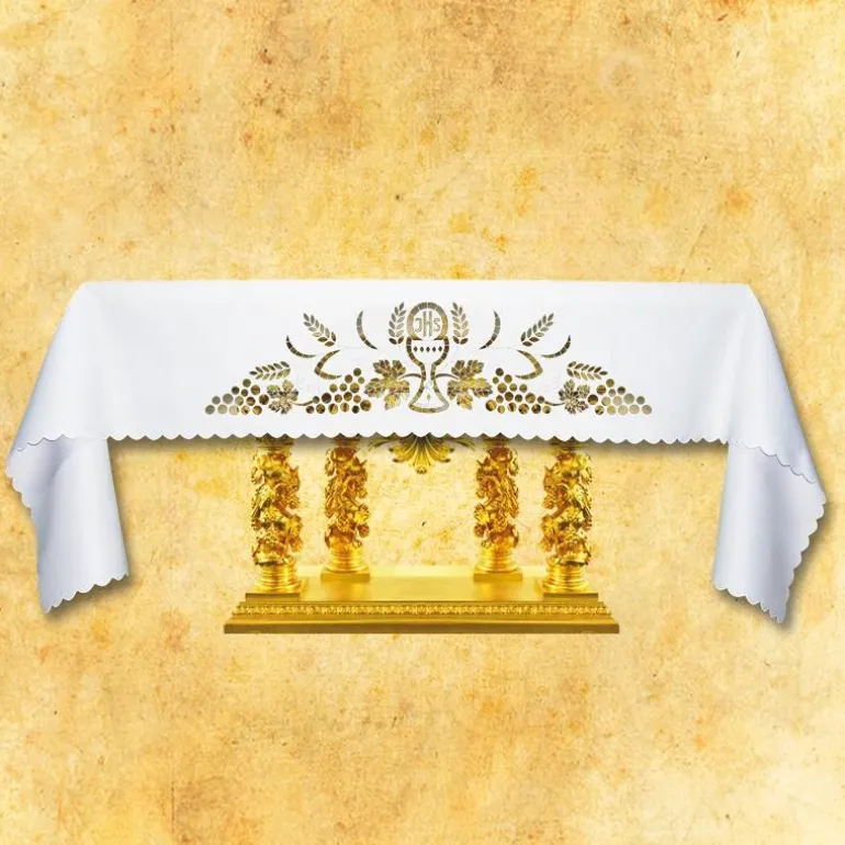 Articles Religieux JP nappe d'autel brodée richelieu^ Broderie Devant