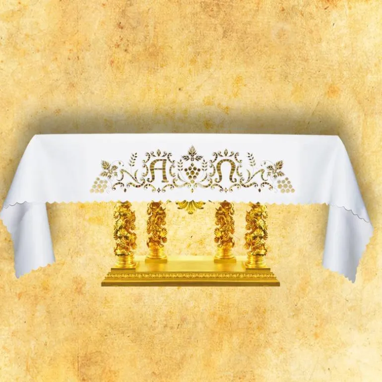 Articles Religieux JP nappe d'autel brodée richelieu^ Broderie Devant