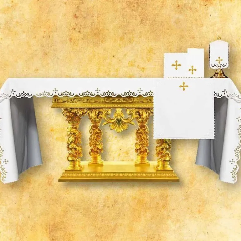 Articles Religieux JP nappe d'autel brodée richelieu^ Vendu Par Metre