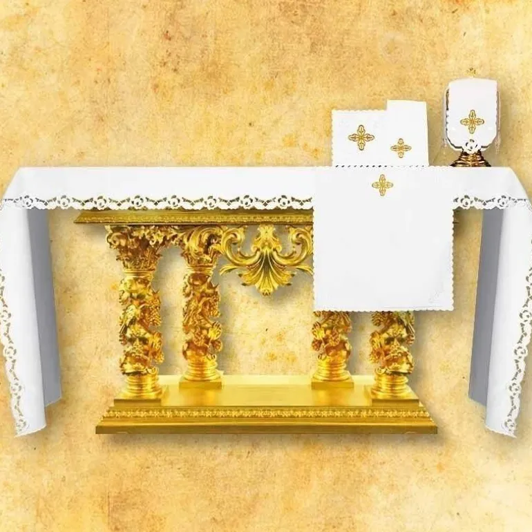 Articles Religieux JP nappe d'autel brodée richelieu pour église^ Vendu Par Metre