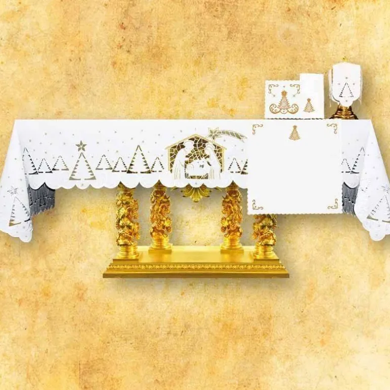 Articles Religieux JP nappe d'autel broderie richelieu^ Nappe Noël | Vendu Par Metre