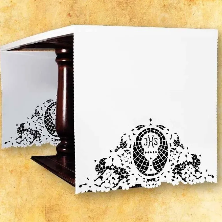 Articles Religieux JP nappe d'autel JHS Vitrail^ Broderie De 2 Cotes