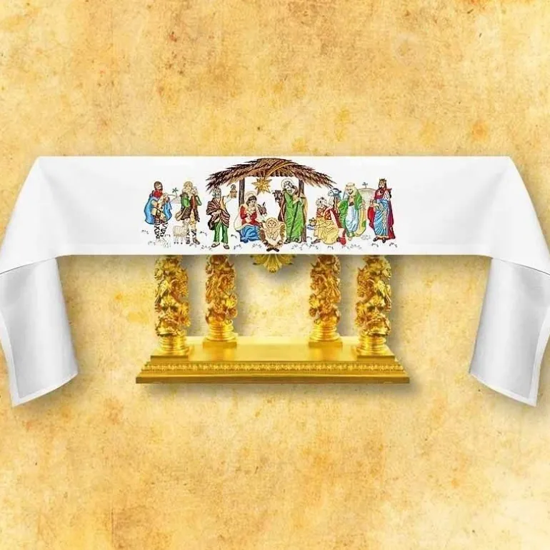 Articles Religieux JP nappe d'autel messe^ Nappe Noël | Broderie Devant