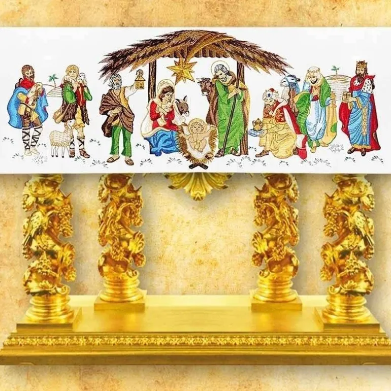 Articles Religieux JP nappe d'autel messe^ Nappe Noël | Broderie Devant