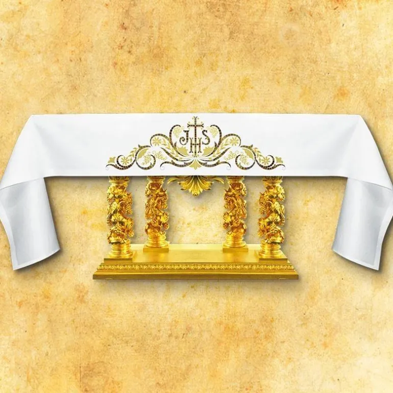 Articles Religieux JP nappe d'autel pour église^ Broderie Devant