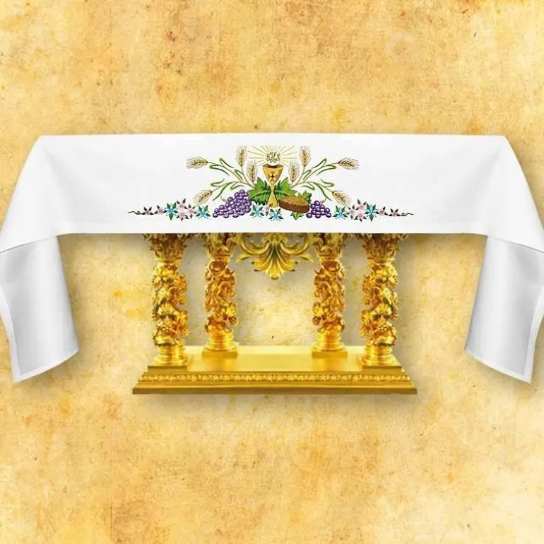 Articles Religieux JP nappe d'autel pour église^ Broderie Devant