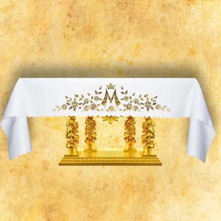 Articles Religieux JP nappe d'autel pour église^ Nappe Mariale | Broderie Devant