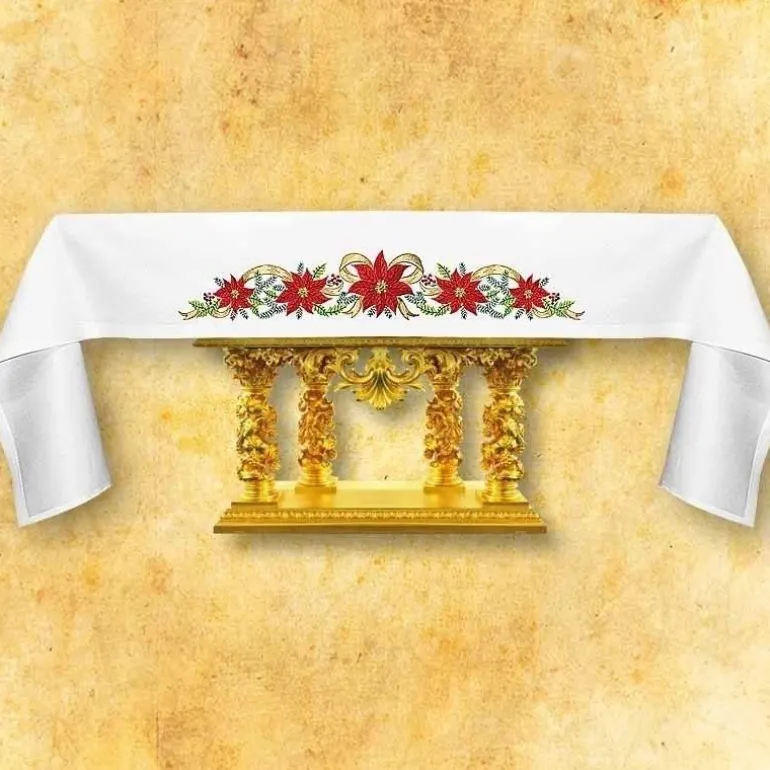 Articles Religieux JP nappe d'autel pour église avec motif Noël^ Nappe Noël | Broderie Devant