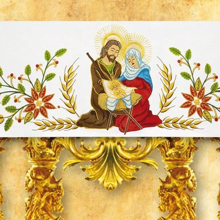Articles Religieux JP nappe d'autel pour église avec motif Noël^ Nappe Noël | Broderie Devant