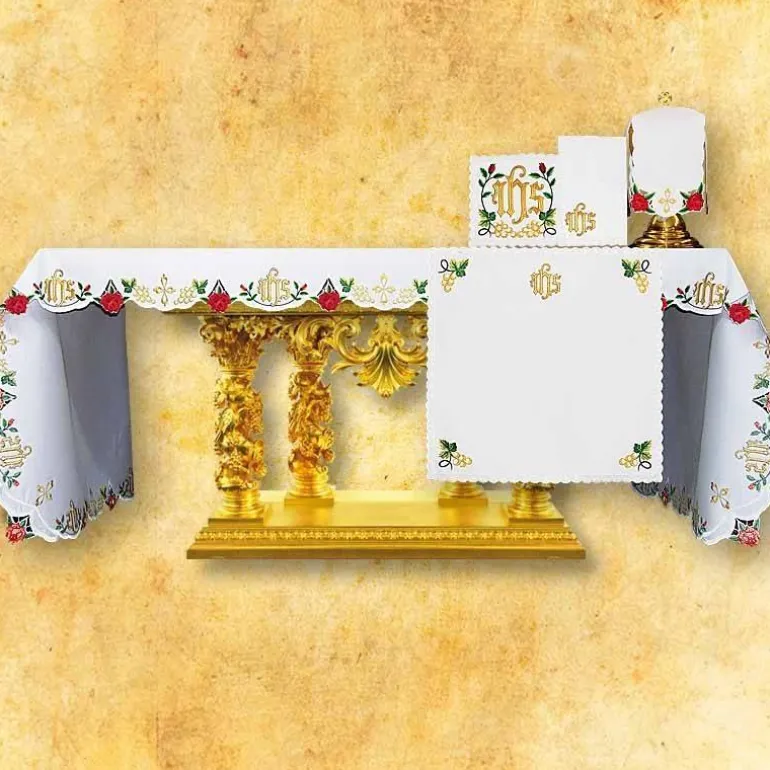 Articles Religieux JP nappe d'autel pour église avec motif Roses^ Broderie Devant | Vendu Par Metre