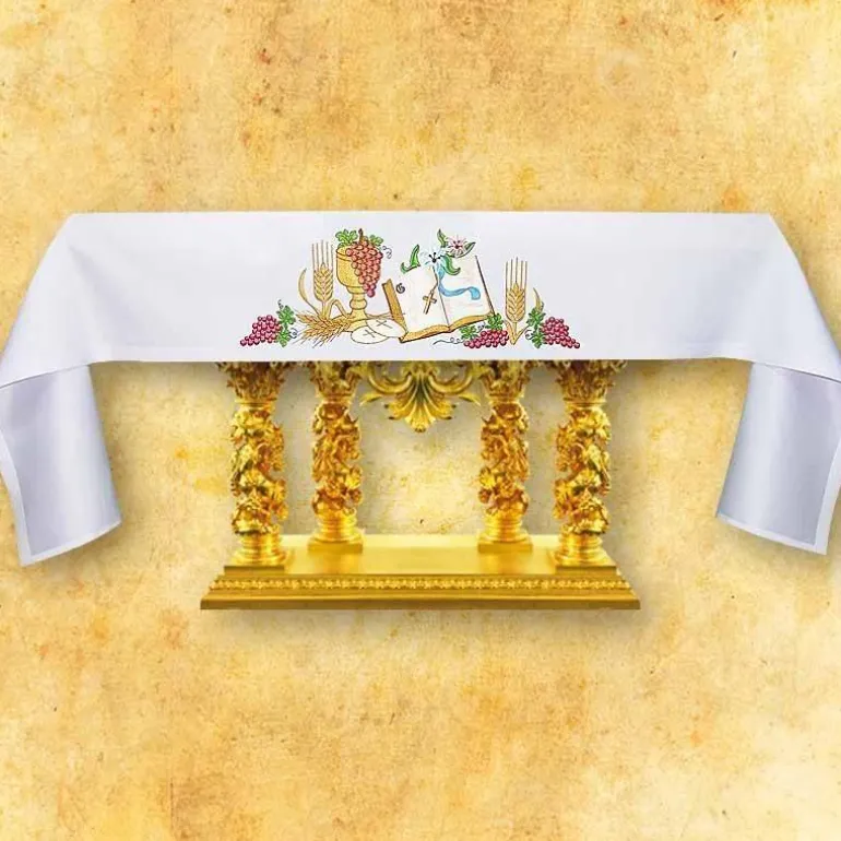 Articles Religieux JP nappe d'autel pour messe^ Broderie Devant
