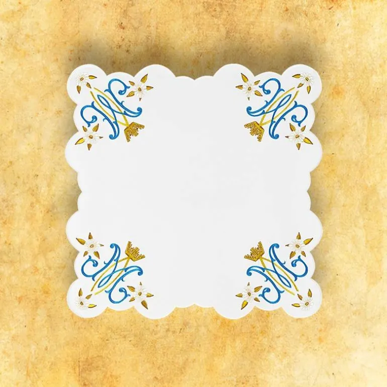 Articles Religieux JP serviette brodée pour autel motif mariale^ Serviette D'Autel Mariale